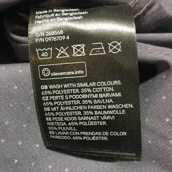 H&M Slim Fit Non Iron Polka Dot Button Up Shirt Men’s S Gray Blue Lightweight - Picture 7 of 8